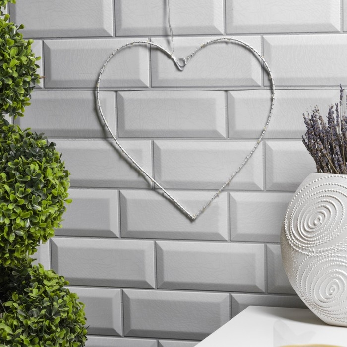 Светодиодная фигура &laquo;Сердце&raquo; 28 &times; 28 см, металл, батарейки ААх2 (не в комплекте), свечение тёплое белое