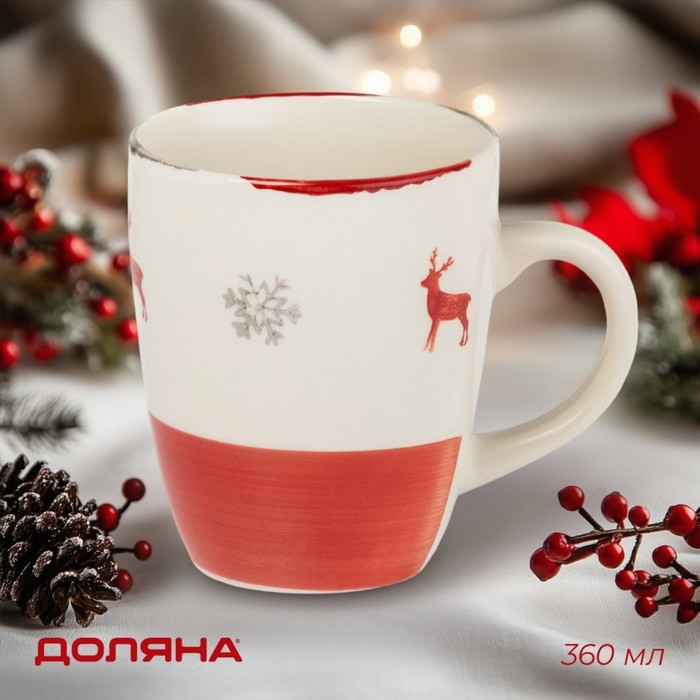 Новогодняя кружка Доляна &laquo;Легенда Севера&raquo;, 360 мл, цвет бежевый
