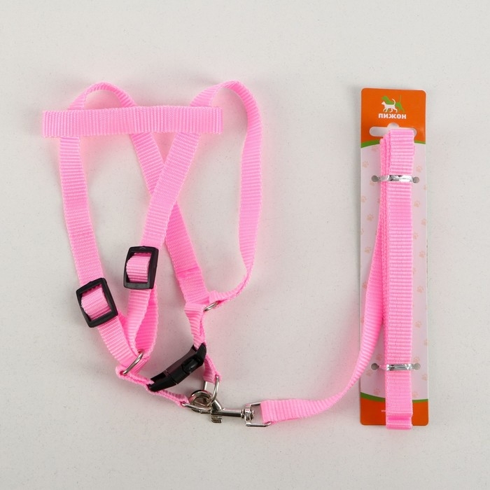 Комплект Комплект "Базис", поводок 120 х 1,5 см, шлейка 32-46 х 1,5 см, розовый