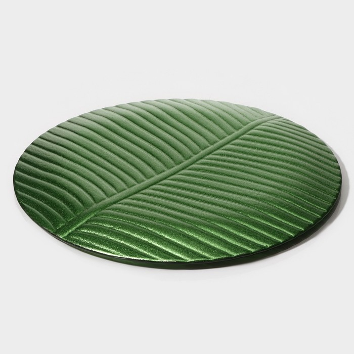 Тарелка стеклянная Magistro &laquo;Папоротник&raquo;, 24,5&times;24,5&times;1,3 см, цвет зелёный