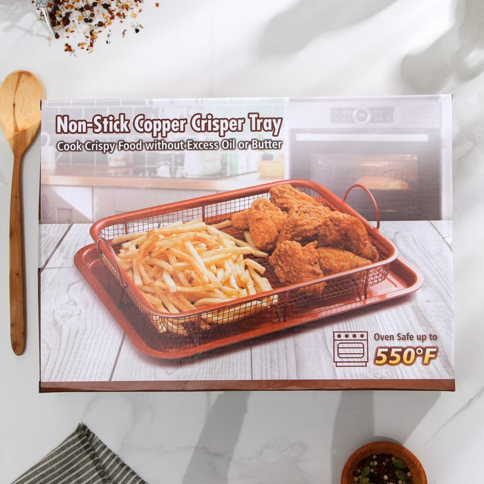 Противень «Прима. Гриль», 35×25 см, с решёткой, антипригарное покрытие, цвет коричневый Противень «Прима. Гриль», 35×25 см, с решёткой, антипригарное покрытие, цвет коричневый