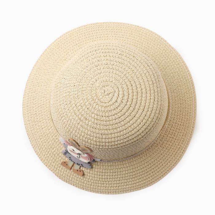 Шляпа для девочки MINAKU Шляпа для девочки MINAKU "Зайка", цвет молочный, р-р 52