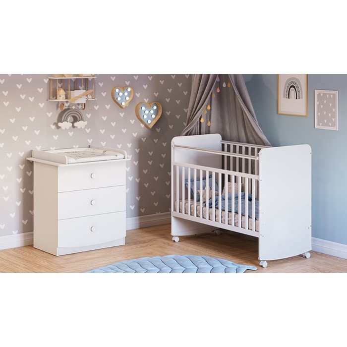 Комод пеленальный детский Фея 1380, 79х54х92 см., 3 ящика, цвет белый