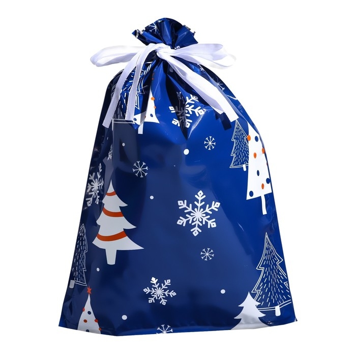 Новый год. Пакет подарочный с завязками, Новый год. Пакет подарочный с завязками, "Зимний лес", 29х43 см.