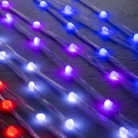 Умная гирлянда &laquo;Нить&raquo; 5 м роса с насадками &laquo;Сердечки&raquo;, IP20, серебристая нить, 50 LED, пульт ДУ, приложение, свечение RGB, USB