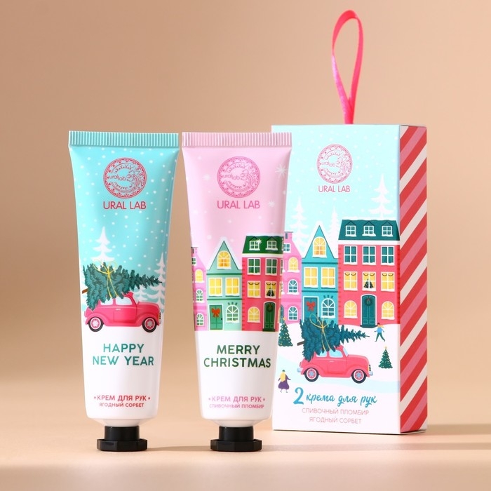 Подарочный набор косметики, крем для рук, 2 х 30 мл, аромат пломбир и ягодный сорбет, Новый Год Подарочный набор косметики, крем для рук, 2 х 30 мл, аромат пломбир и ягодный сорбет, Новый Год