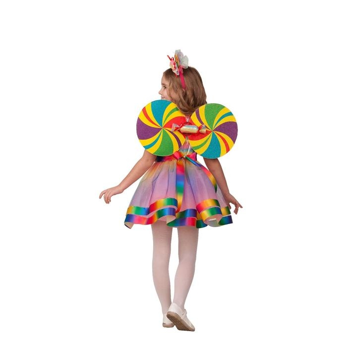 Карнавальный костюм &laquo;Конфетка&raquo;, платье, головной убор, крылья, р. 26, рост 104 см