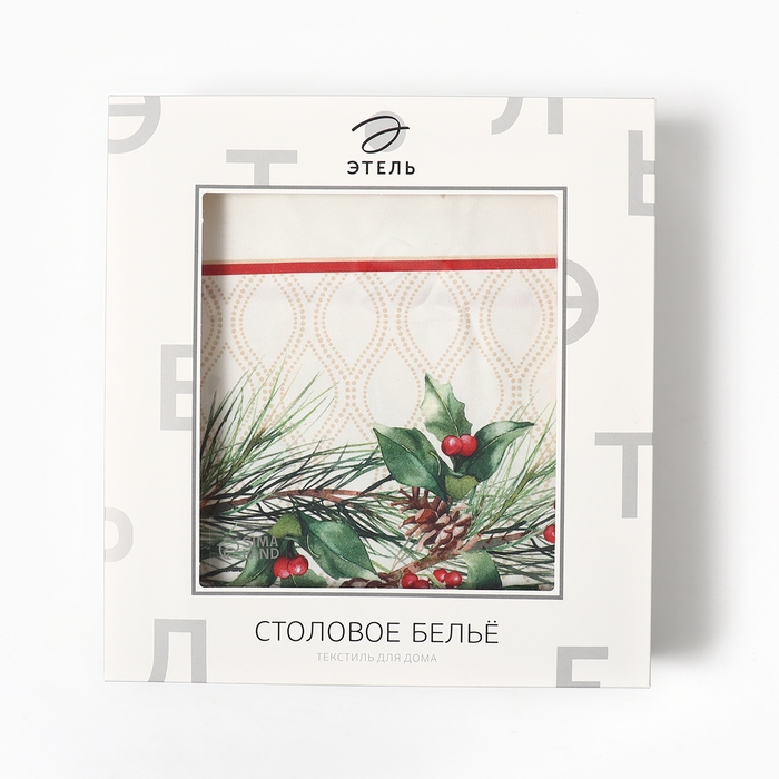 Скатерть Этель Christmas wreath 150х180см +/-3см с ВГМО, 100%хл, саржа 190гр/м2