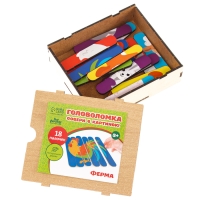 Головоломка. Собери 6 картинок «Ферма», двусторонние палочки Головоломка. Собери 6 картинок «Ферма», двусторонние палочки