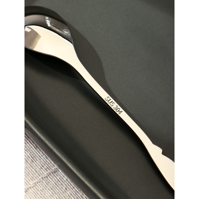 Ложка десертная из нержавеющей стали Magistro «Перо», длина 12,5 см, цвет серебряный Ложка десертная из нержавеющей стали Magistro «Перо», длина 12,5 см, цвет серебряный