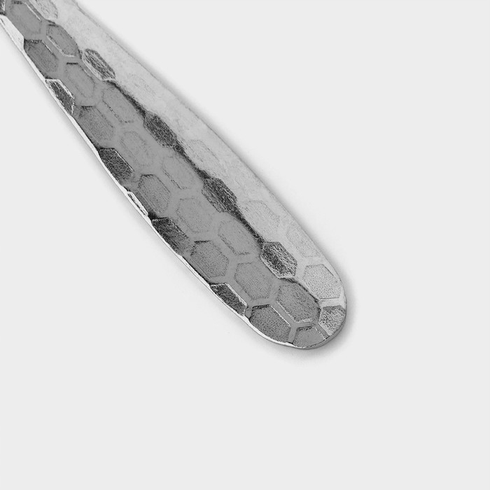 Ложки столовые из нержавеющей стали Доляна &laquo;Соты&raquo;, длина 20 см, толщина 2 мм, 6 шт, цвет серебряный