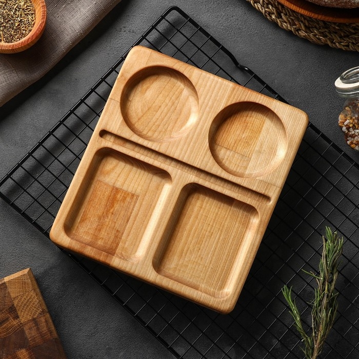 Блюдо для подачи Adelica, 20&times;18&times;1,8 см, пропитано маслом, берёза