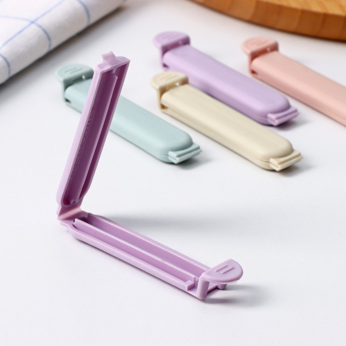 Зажимы для пакетов Доляна «Базис», 5 шт, 7 см, цвет МИКС Зажимы для пакетов Доляна «Базис», 5 шт, 7 см, цвет МИКС