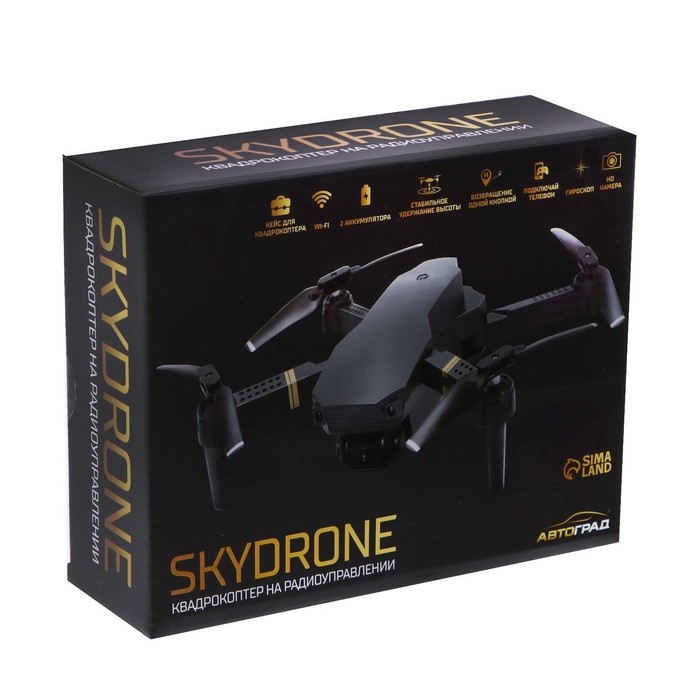 Квадрокоптер на радиоуправлении SKYDRONE, камера 1080P, барометр,Wi-Fi, 2 аккумулятора, цвет чёрный Квадрокоптер на радиоуправлении SKYDRONE, камера 1080P, барометр,Wi-Fi, 2 аккумулятора, цвет чёрный