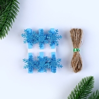 Прищепки для декора «Снежинки» голубые, 6 шт. Прищепки для декора «Снежинки» голубые, 6 шт.