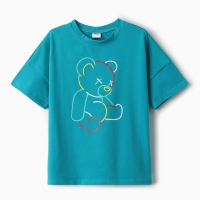 Футболка детская MINAKU "Gummy bear", цвет аквамарин, рост 110 см