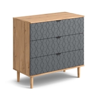 Комод "Денвер" 3 ящика, 828х410х800, Дуб вотан / Графит Комод "Денвер" 3 ящика, 828х410х800, Дуб вотан / Графит