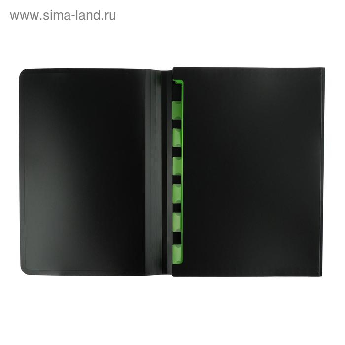 Папка-картотека, А4, 6 отделений, 700 мкм, ErichKrause Папка-картотека, А4, 6 отделений, 700 мкм, ErichKrause "Matt Accent", на резинке, тиснение "песок", черная, микс