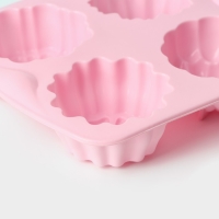 Форма для выпечки Доляна &laquo;Цветы. Цветочная долина&raquo;, силикон, 14&times;16 см, 4 ячейки, цвет МИКС