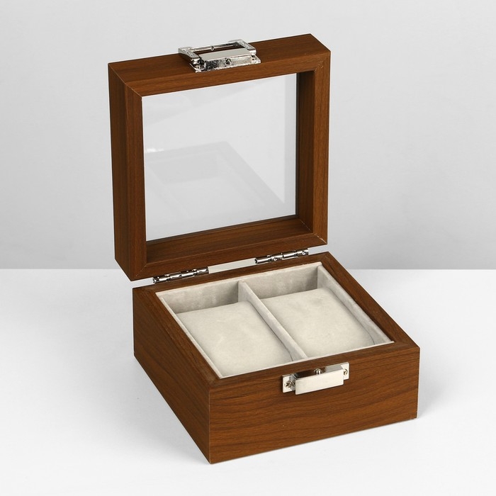 Подставка для часов, браслетов, дерево, 2 места 11,8&times;11,8&times;7,5 см, цвет серый