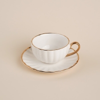 Чайная пара фарфоровая SL Home &laquo;Гарда&raquo;, 2 предмета: чашка 200 мл, блюдце d=15 см, цвет белый