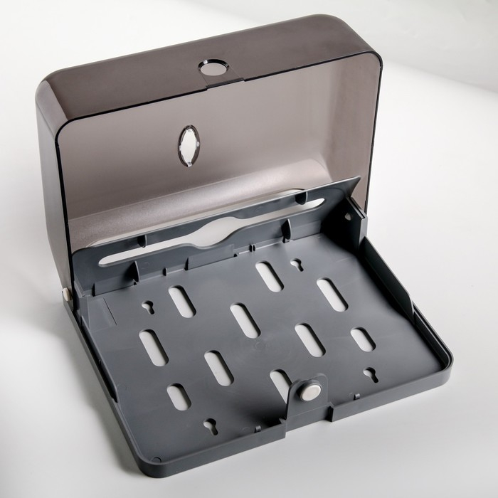 Диспенсер для бумажных полотенец в листах, пластиковый (макс. 200 шт), 27×11×20,5 см, цвет чёрный Диспенсер для бумажных полотенец в листах, пластиковый (макс. 200 шт), 27×11×20,5 см, цвет чёрный