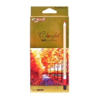 Карандаши 12 цветов, в картонной коробке, шестигранные, корпус золото, деревянные, Пейзаж Карандаши 12 цветов, в картонной коробке, шестигранные, корпус золото, деревянные, Пейзаж