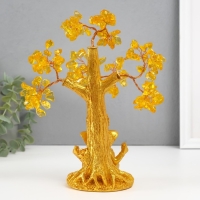 Сувенир бонсай "Ганеша у денежного дерева" жёлтый 120 камней 9х9х23,5 см