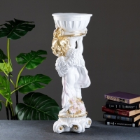 Фигурное кашпо "Ангел с розами", бело-золотой, 1,8 л/ 24х27х70см Фигурное кашпо "Ангел с розами", бело-золотой, 1,8 л/ 24х27х70см