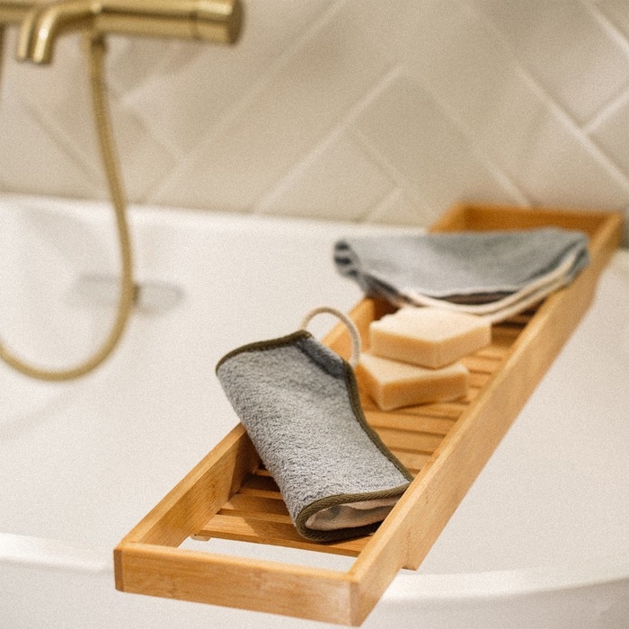 Мочалка массажная SL Home &laquo;Ортика&raquo;, бамбуковое волокно, 21&times;20,5 см, цвет серый