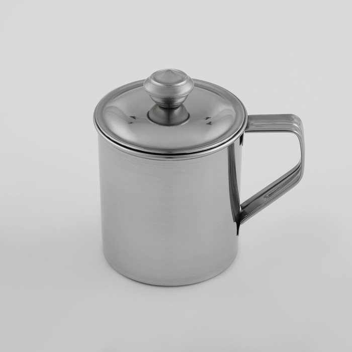 Кружка из нержавеющей стали Доляна &laquo;Индия&raquo;, 250 мл, 9,5&times;6,8&times;9 см, с крышкой