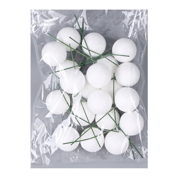 Фигурка для поделок и декора на проволоке &laquo;Шар&raquo;, набор 20 шт., размер 1 шт. &mdash; 2,5 &times; 7 см, цвет белый