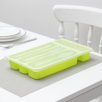 Лоток для столовых приборов с крышкой Доляна, 30×18×4,5 см, цвет МИКС Лоток для столовых приборов с крышкой Доляна, 30×18×4,5 см, цвет МИКС