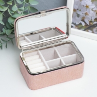 Шкатулка кожзам для украшений "Мелкие квадратики. Розовый" 6х7х12 см Шкатулка кожзам для украшений "Мелкие квадратики. Розовый" 6х7х12 см