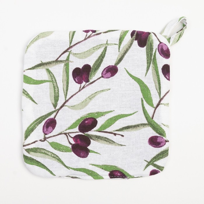 Набор кухонный Доляна Olives: варежка 20х27 см, прихватка 19х19 см, 100% хл Набор кухонный Доляна Olives: варежка 20х27 см, прихватка 19х19 см, 100% хл