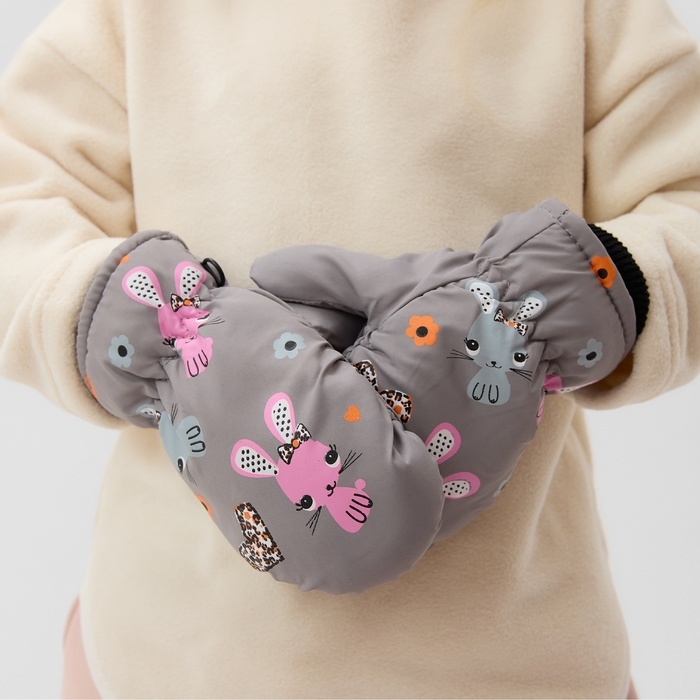 Варежки зимние детские MINAKU, цвет серый, 18см