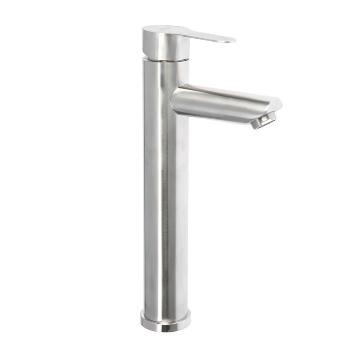 Смеситель для раковины ZEIN ZS 20104, картридж керамика 35 мм, высокий, нерж. сталь, сатин Смеситель для раковины ZEIN ZS 20104, картридж керамика 35 мм, высокий, нерж. сталь, сатин