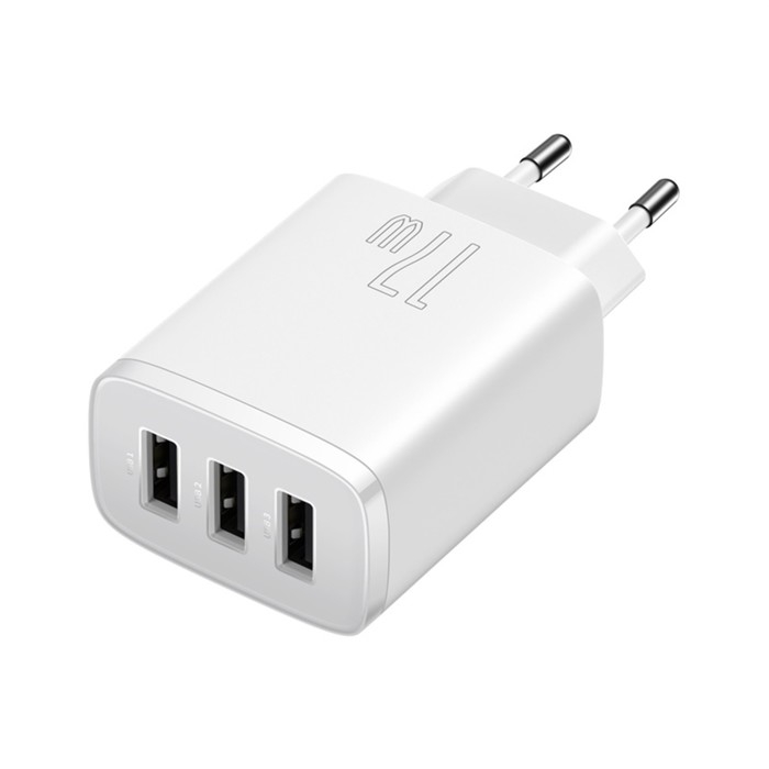 Сетевое зарядное устройство Baseus, 3USB, 3 А, 17W, белое Сетевое зарядное устройство Baseus, 3USB, 3 А, 17W, белое