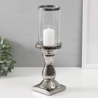 Подсвечник керамика, стекло на 1 свечу "Монти" d=7,5 см серебро 9х9х31,5 см Подсвечник керамика, стекло на 1 свечу "Монти" d=7,5 см серебро 9х9х31,5 см