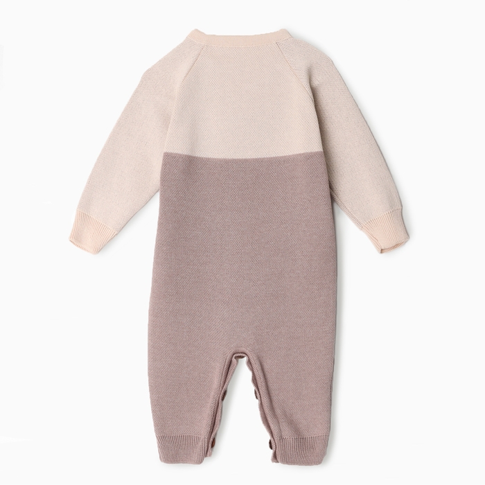 Комбинезон вязаный Крошка Я "Мордочка", рост 62-68 см, бежевый