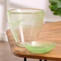 Горшок цветочный с поддоном "Гармония", алебастр, зелёный 0,85 л Горшок цветочный с поддоном "Гармония", алебастр, зелёный 0,85 л