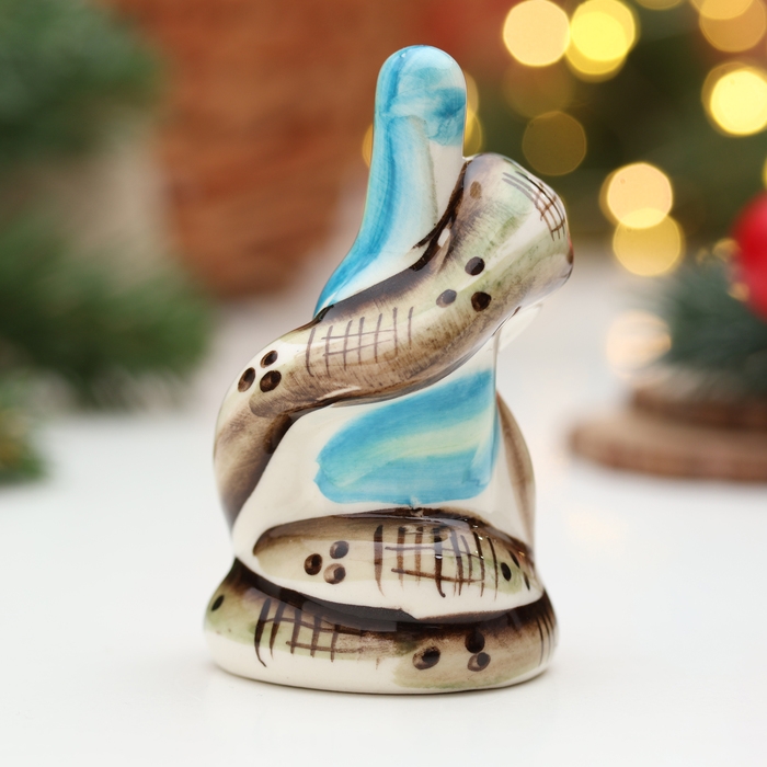 Новый год. Сувенир символ года Новый год. Сувенир символ года "Змей с бутылкой", гжель, цвет, 8,5 см