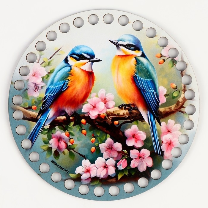 Донышки для вязания 2 в 1 &laquo;Птички на яблоне&raquo;, круг 15 см, хдф 3 мм