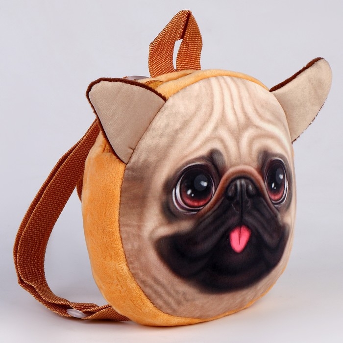 Рюкзак детский для мальчика &laquo;Мопс&raquo;, плюшевый