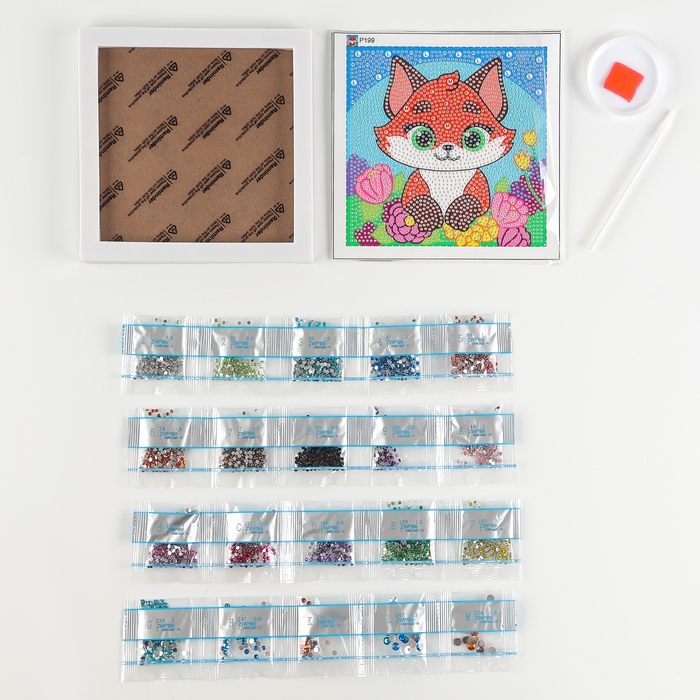 Алмазная мозаика для детей на раме с полным заполнением разнымии стразами &laquo;Лисичка&raquo;, 15 х 15 см