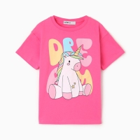 Футболка детская KAFTAN "Единорог", р. 34 (122-128 см), ярко-розовый Футболка детская KAFTAN "Единорог", р. 34 (122-128 см), ярко-розовый