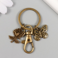 Брелок металл с карабином "Роза и бабочка" бронза 6 см Брелок металл с карабином "Роза и бабочка" бронза 6 см