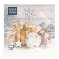 Новогодние салфетки бумажные Home Collection &laquo;Праздничный натюрморт, золото&raquo;, 3 слоя, 33х33 см, 20 шт