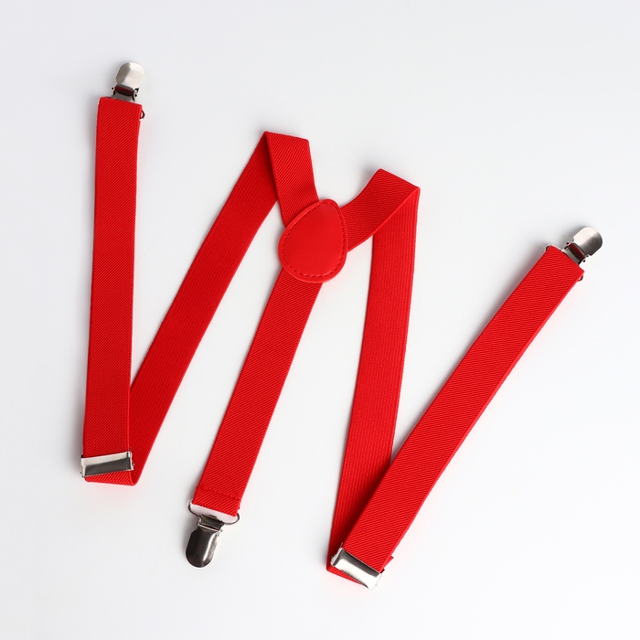 Подтяжки взрослые, ширина 2.5 см, цвет красный Подтяжки взрослые, ширина 2.5 см, цвет красный