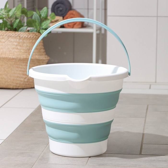 Ведро складное «Флекс», 10 л, 32×34×26 см, цвет морская волна Ведро складное «Флекс», 10 л, 32×34×26 см, цвет морская волна